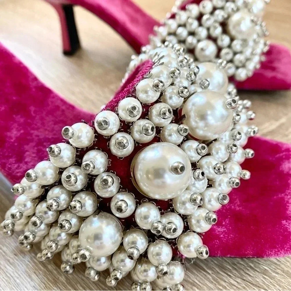 New Jeffrey Campbell Free People Pearl Heels Portia Pink Embellished 7.5 - Picture 7 of 14